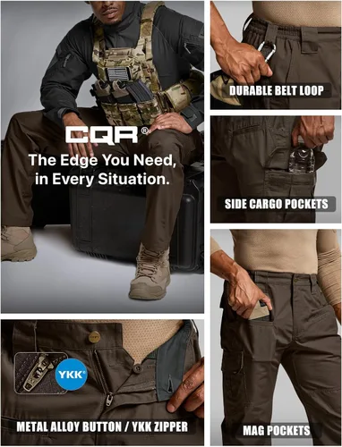 Miniatura 5 de CQR Pantalones tácticos tipo cargo, para hombre, tejido Ripstop, resistentes al agua, ligeros, para uso diario, para el trabajo, senderismo
