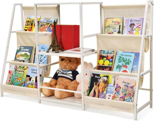Montessori - Estantería y organizador de juguetes para niños, almacenamiento de juguetes ajustable de 3 niveles, estantería de 6 niveles para niños