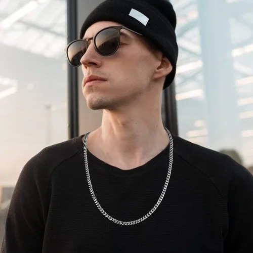 Miniatura 6 de Jewlpire Diamond Cut Miami Mens Cuban Link Chain Necklace Gold Chain Silver Chain for Men Boys Women Hip-Hop Cool Style 316L Stainless Steel18K