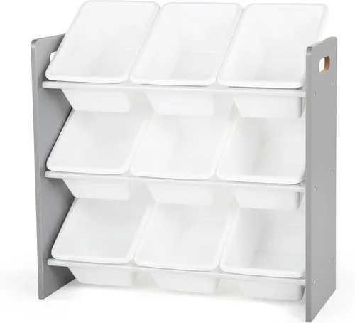 Miniatura 13 de Humble Crew Organizador de juguetes de 9 compartimientos: contenedores de plástico blanco Cambridge, solución de almacenamiento de 3 niveles