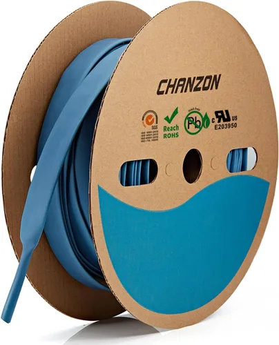 CHANZON - Relación 3:1 - Rollo de 80 pies - Tubo termorretráctil de 5/8" (15mm) - Grado marino, impermeable, forro adhesivo - (25M de longitud Azul