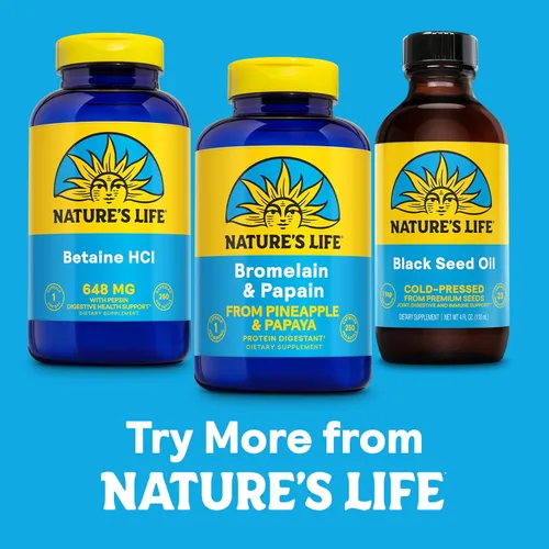 Miniatura 5 de Nature's Life Suplemento enzimático proteolítico de bromelina y papaína para hombres y mujeres, de piña y papaya, cápsulas vegetales de apoyo a