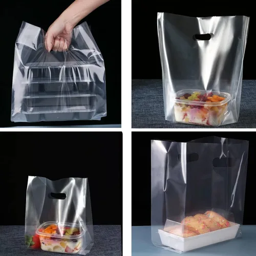 Miniatura 9 de Krodtige 100 bolsas de plástico transparente de 11 x 15 pulgadas con asas troqueladas, 2 mil de grosor, perfectas para venta al por menor, pequeñas