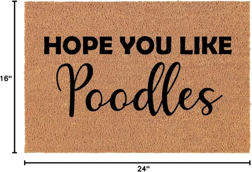Miniatura 2 de Felpudo de fibra de coco para puerta delantera, nuevo cierre del hogar, regalo de inauguración de la casa, Hope You Like Poodles