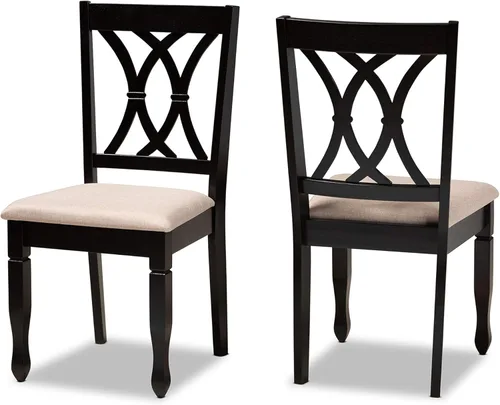 Miniatura 11 de Baxton Studio Petrina - Juego de comedor tapizado de tela gris, madera con acabado marrón expreso, 7 piezas