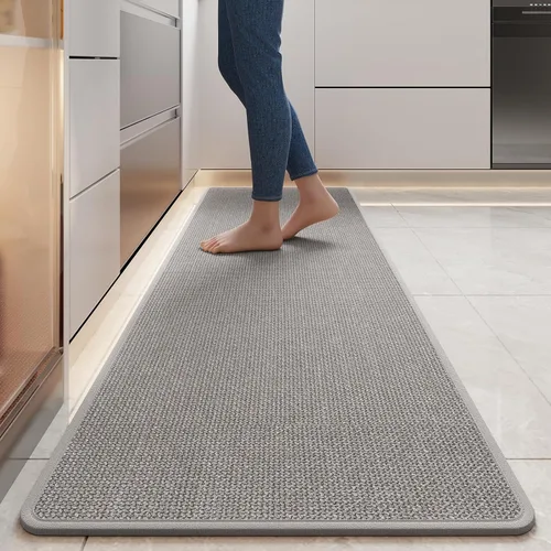 Miniatura 15 de YDKGL Tapetes de cocina para piso, alfombras de cocina súper absorbentes, antideslizantes, lavables, de lino sintético suave trenzado, alfombra