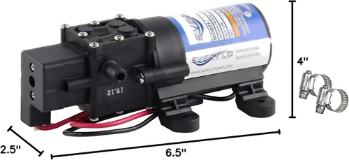 Miniatura 7 de Everflo Bomba pulverizadora de diafragma bajo demanda de 12 V - 1.0 GPM, 40 PSI máximo, lengüeta de manguera de 3/8 pulgadas