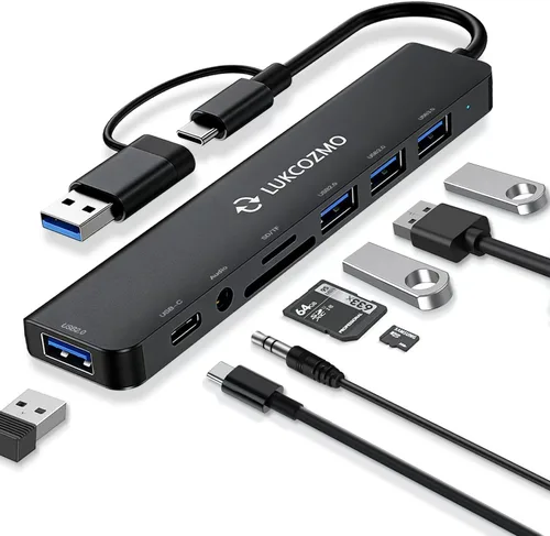 Estación de acoplamiento USB C con Ethernet, estación de acoplamiento 8 en 1 a adaptador HDMI, Displayport, lector de tarjetas SD TF, USB, 100W PD