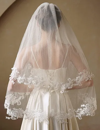 Miniatura 4 de EllieWely 2 T - Velo de novia de tul con purpurina y peine de metal F34
