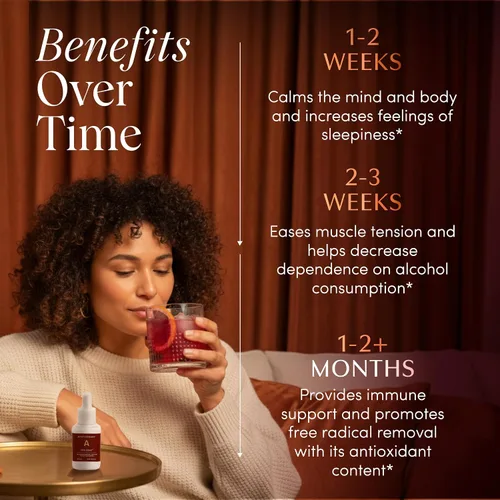 Miniatura 5 de Apothékary Wine Down, apoyo natural para dormir y relajarse, gotas líquidas herbales inspiradas en vino tinto sin alcohol, contiene verbena azul
