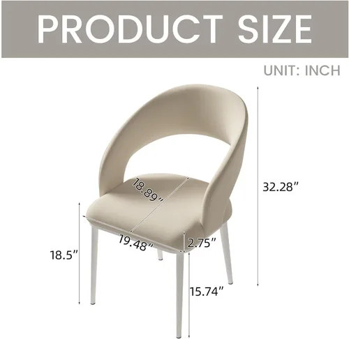 Miniatura 2 de Juego de 2 sillas de comedor, sillas de escritorio modernas, silla decorativa tapizada con respaldo curvado con patas de metal para oficina en casa