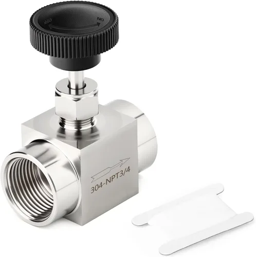 Miniatura 32 de TAISHER 1 pieza Válvula de aguja recta de acero inoxidable 304 1/2" NPT macho x 1/2" NPT hembra para control de flujo de agua, gas, aceite con rosca