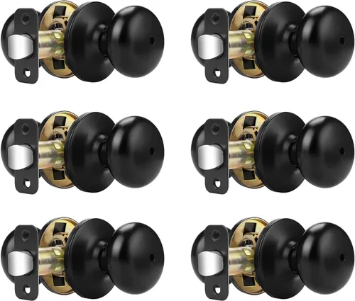 Miniatura 13 de Probrico - Perillas de privacidad para puerta de baño/dormitorio, perilla interior de bronce aceitado sin llave, perilla de puerta con bloqueo sin