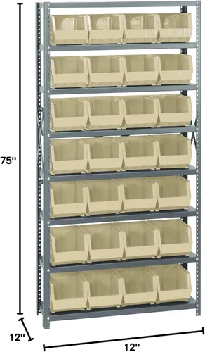 Miniatura 583 de Quantum QSBU-245BK Heavy Duty Shelving Unit with (7) Shelves and (24) QUS245 Black Bins for Garage Warehouse Storage Distribution 400 lb Load