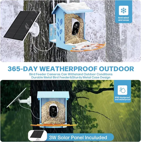Miniatura 2 de Bird Feeder with Camera Smart Solar Powered Birds Feeder with 1080P FHD, Auto Motion Detect & Notify, AI Identify 11000+ Bird Species Identification