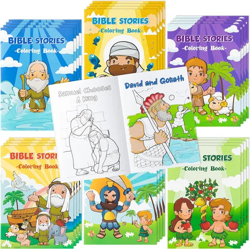 Zainpe 24 piezas de historias bíblicas cristianas para colorear para niños, estudio bíblico de Pascua, libro de dibujo de arte de bricolaje con