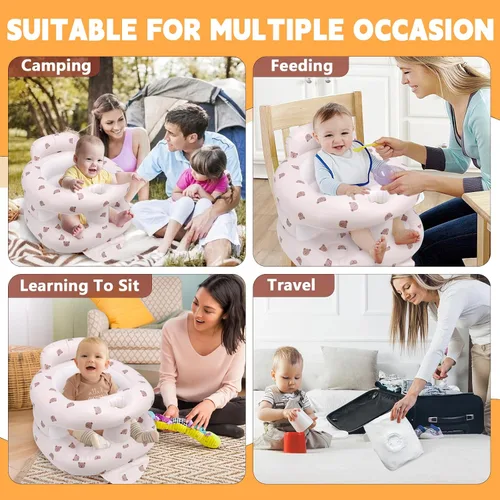 Miniatura 4 de Asiento de bebé inflable para bebés de 3 meses en adelante, asiento inflable de apoyo para bebé para sentarse, silla de bebé con bomba de aire