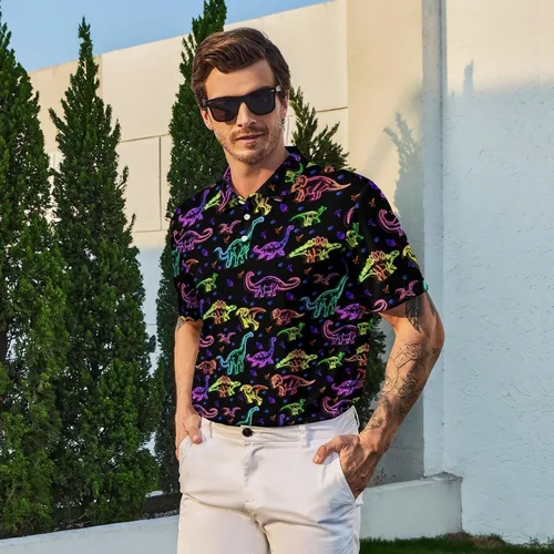 Miniatura 4 de Camisas de golf divertidas para hombre, camisas polo hawaianas de los años 80, camisas polo divertidas hawaianas para playa, verano, golf