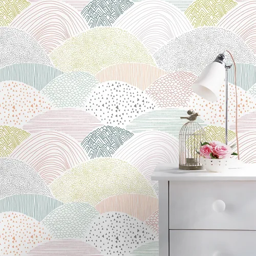 Papel tapiz autoadhesivo para despegar y pegar, papel de contacto de puntos/líneas, lindo papel tapiz colorido de 15.5 x 78.7 pulgadas, extraíble,