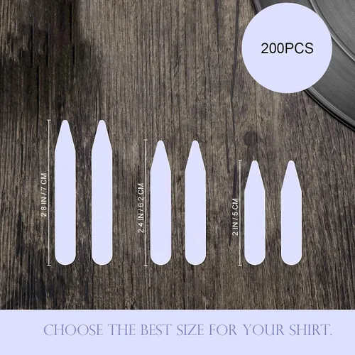 Miniatura 3 de 200 soportes de cuello de plástico para camisa de vestir para hombre, 3 tamaños