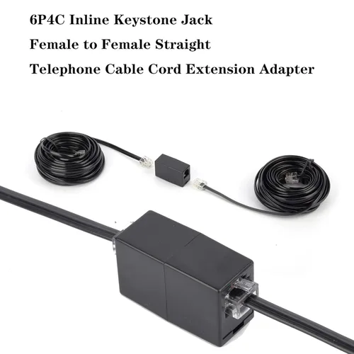 Miniatura 5 de Cable de extensión de teléfono, cable de línea de teléfono (15 pies - Negro) con conector RJ11 estándar