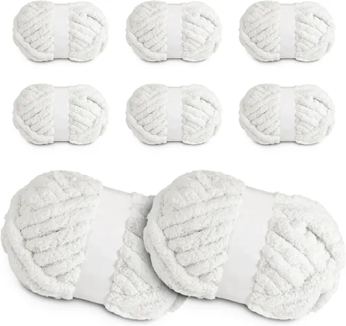Miniatura 18 de Ultra Suave 1kg (2.2 LBS) Hilo Grueso para Tejer a Mano, Hilo de Tubo de Tela de Terciopelo Luxuoso para Hacer Bolsos, Almohadas, Mantas, Azul Ártico