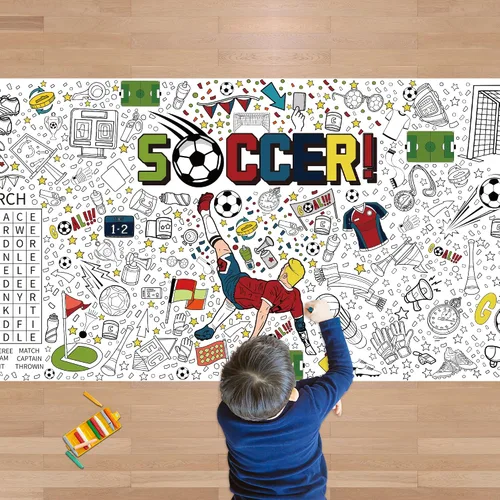 Miniatura 23 de OHOME Póster/mantel gigante de Navidad para colorear, manualidades de Navidad para niños, 30 x 72 pulgadas, pancarta de papel gigante para colorear