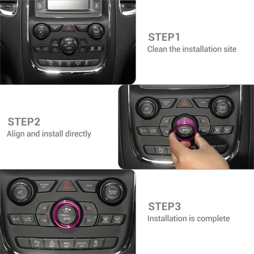 Miniatura 6 de Anillo de Ajuste de Perilla de Interruptor de Volumen de AC Compatible con Dodge Charger 2011+/Challenger 2015+/RAM 2012-2017/Durango Rosa
