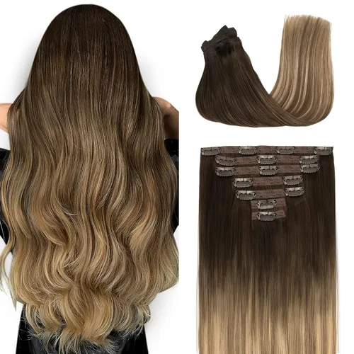 Miniatura 9 de Extensiones de cabello humano real con clip, extensiones de cabello humano real sin costuras, extensiones de cabello humano real de 16 pulgadas