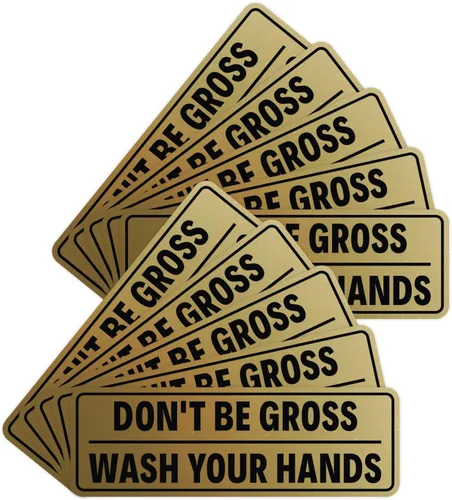 Miniatura 49 de Letrero estándar para puerta o pared, diseño de "Don't Be Gross ("Wash Your Hands"), color negro, mediano