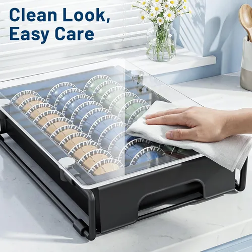 Miniatura 7 de EVERIE Organizador de Cajón de Cristal Templado Compatible con Cápsulas Nespresso Vertuo, Compatible con 21 Cápsulas Vertuoline Grandes o 30