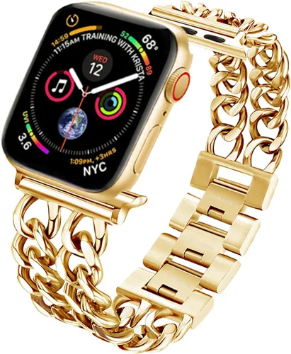 Miniatura 8 de Compatible With Apple Watch Band 38mm 40mm 41mm 42mm 44mm 45mm Ultra Stainless Steel Metal Cowboy Chain Style Replacement iWatch Series87654321