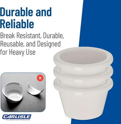 Miniatura 6 de Carlisle FoodService Products 4312142 SAN Ramequin liso, capacidad de 1.5 onzas, altura de 1.43 pulgadas, hueso (caja de 48)