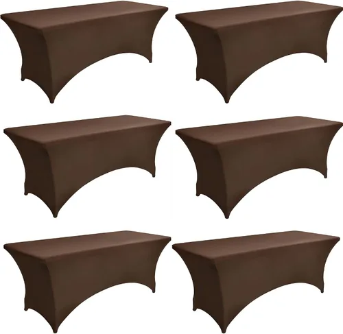Miniatura 59 de Paquete de 2 Cubiertas de Mesa de Spandex de 4 pies para Mesas Plegables Rectangulares - Manteles Elásticos Ajustados Resistentes a las Arrugas