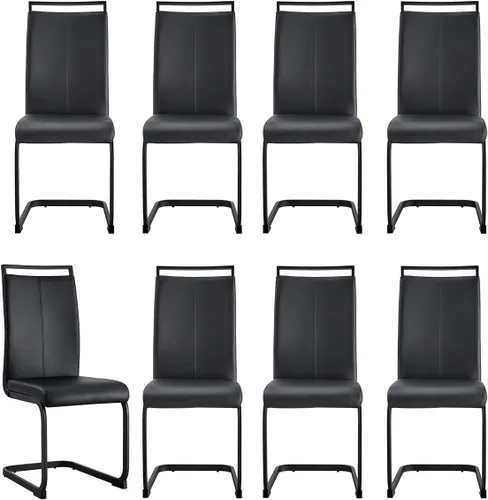 Miniatura 11 de gopop Juego de sillas de comedor, sillas modernas de metal con asiento acolchado de piel sintética, respaldo alto y patas cromadas resistentes, claro