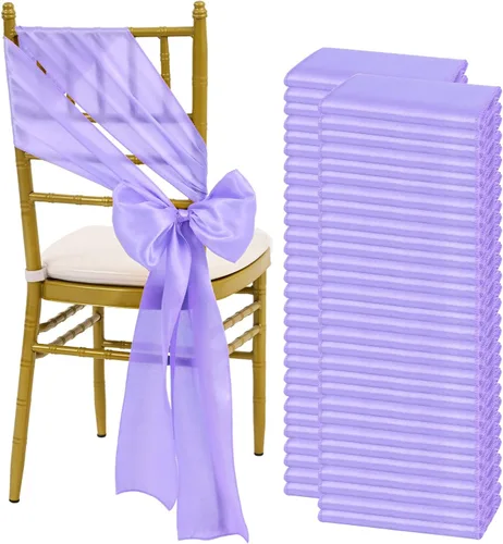 Miniatura 17 de fani 60 cintas de satén negras de 7 x 108 pulgadas para silla, fundas universales para silla, bodas, fiestas de cumpleaños, celebraciones, hoteles