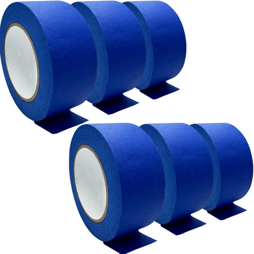 Cintas de Pintores Profesionales de 2 Pulgadas de Ancho (1.88 pulg x 60.1 Yardas x 6 Rollos = 360.6 Yardas), Cinta de Enmascarar Azul, Cinta de
