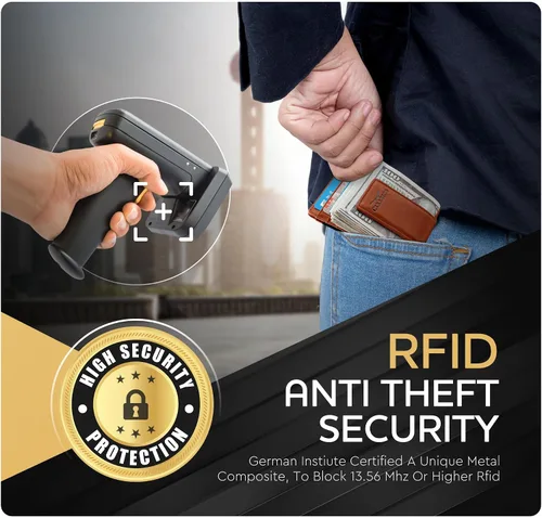 Miniatura 50 de Billetera de cuero con clip para dinero, bolsillo frontal delgado, bloqueo RFID con imán súper fuerte