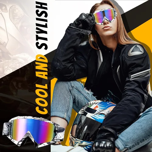 Miniatura 6 de Tallew 4 pares de gafas de motocross para motocicleta, motocross, carreras, ATV, para hombres y mujeres, deportes de potencia y esquí