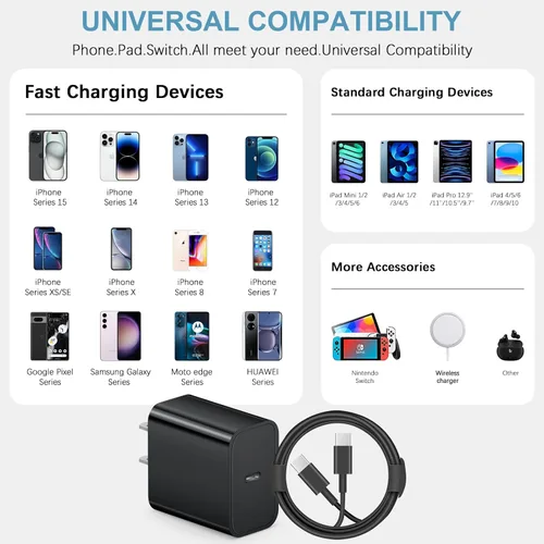 Miniatura 6 de Cargador de carga rápida USB C de 3 pies para iPhone 17, 16, 15, carga rápida, paquete de 2 unidades para iPhone 17/17 Plus/17 Pro/17 Pro Max/iPhone