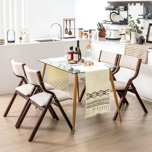 LDAILY Moccha - Silla plegable, sillas de comedor plegables sin montaje con almohadillas deslizantes, sillas plegables con asientos acolchados de