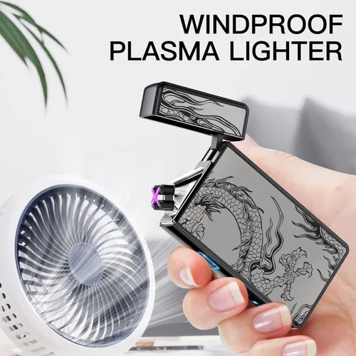 Miniatura 2 de Encendedor eléctrico, recargable por USB, arco de plasma, resistente al viento, sin llama, electrónico, sin butano, mini encendedor para velas