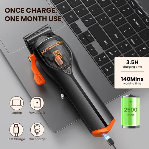Miniatura 6 de MAXGROOM - Cortapelos profesional para hombres, 9000 RPM con hoja autoafilable DLC, cortapelos eléctricos e inalámbricos para cortar el cabello