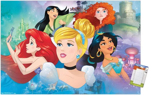Miniatura 8 de Trends International Disney Princess - Póster de pared de Gaze, 14.72 x 22.37 pulgadas, versión enmarcada de madera de granero