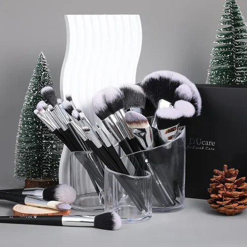 Miniatura 9 de DUcare Juego de 32 brochas de maquillaje de grado profesional, ultra suave, base sintética, contorno en polvo, rubor, corrector de ojos, sombra