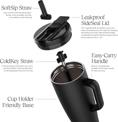 Miniatura 79 de BrüMate Era Flip - Vaso de 30 onzas con tapa con pajilla cubierta 100 % a prueba de fugas, popote higiénico cubierto, botella de agua de acero