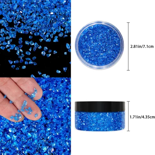 Miniatura 4 de Ceya 5.3 onzas/150g Vidrio Triturado Irregular Azul Neptuno Metálico Chips de Cristal Vidrio Roto Chips Purpurina 2-4mm Manualidades Purpurina