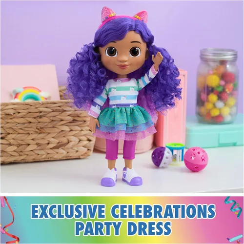 Miniatura 6 de Gabby's Dollhouse DreamWorks, muñeca Gabby Girl de 13 pulgadas de alto con efectos de sonido y orejas de gato reversibles, juguetes para niños