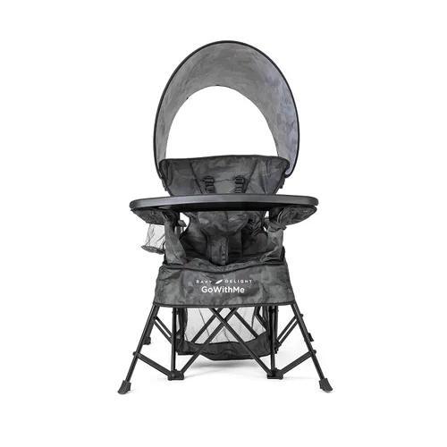 Baby Delight Silla Portátil Go with Me Venture | Para interior y exterior | Toldo solar | 3 etapas de crecimiento para niños | Camuflaje carbón