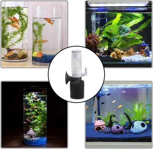 Miniatura 9 de Senzeal Mini esponja filtro de pescado silencioso 3 en 1 pequeño acuario bomba de aire filtro para agua dulce y salada tanque de peces pequeño